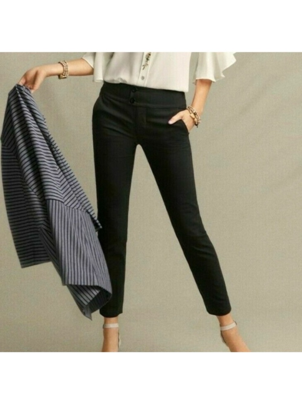 CAbi Black Slim Ankle Trousers